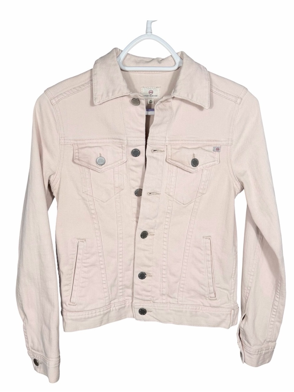 AG Adriano Goldschmeid Light Pink Denim Jacket. XS